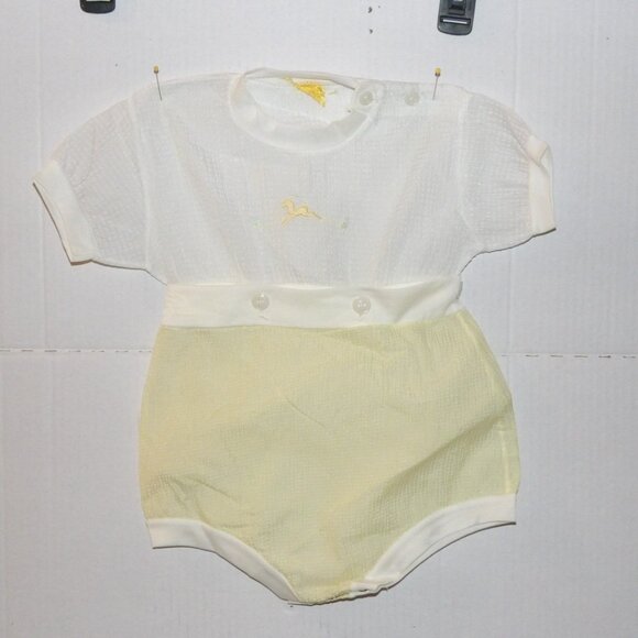 Baby Romper, Yellow and White, Vintage, Size 6-12 Months - Picture 4 of 6